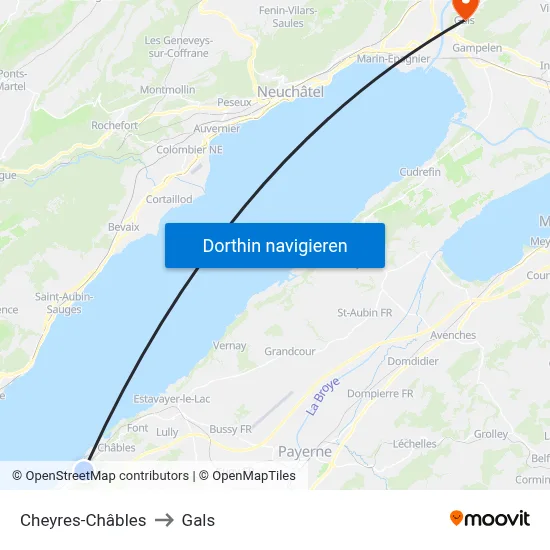 Cheyres-Châbles to Gals map