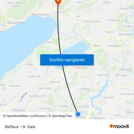 Belfaux to Gals map