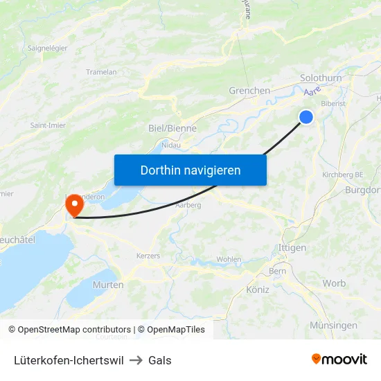 Lüterkofen-Ichertswil to Gals map