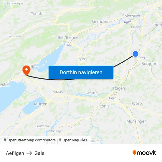 Aefligen to Gals map