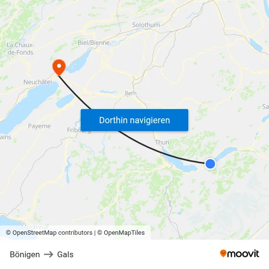 Bönigen to Gals map