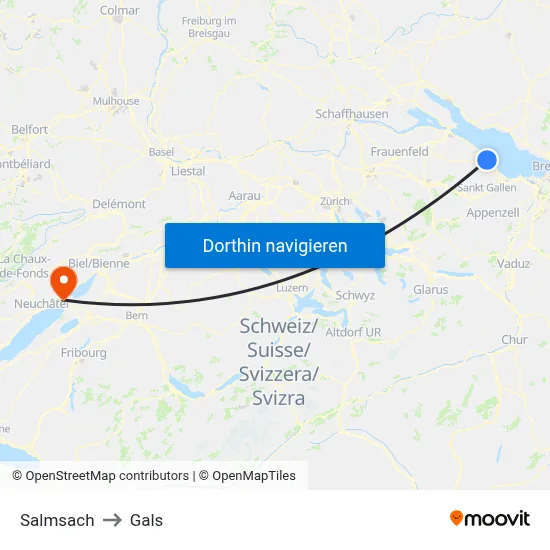 Salmsach to Gals map