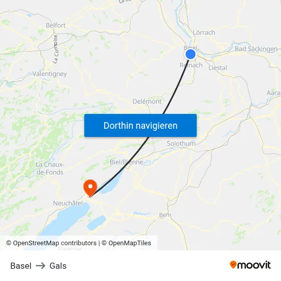 Basel to Gals map
