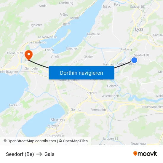 Seedorf (Be) to Gals map
