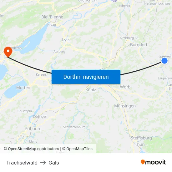 Trachselwald to Gals map