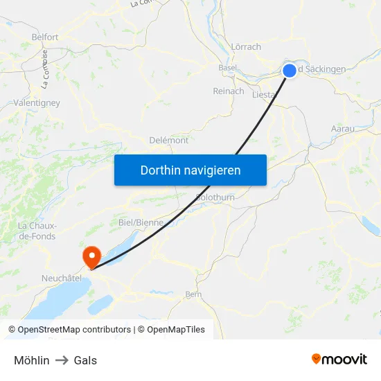 Möhlin to Gals map