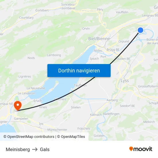 Meinisberg to Gals map