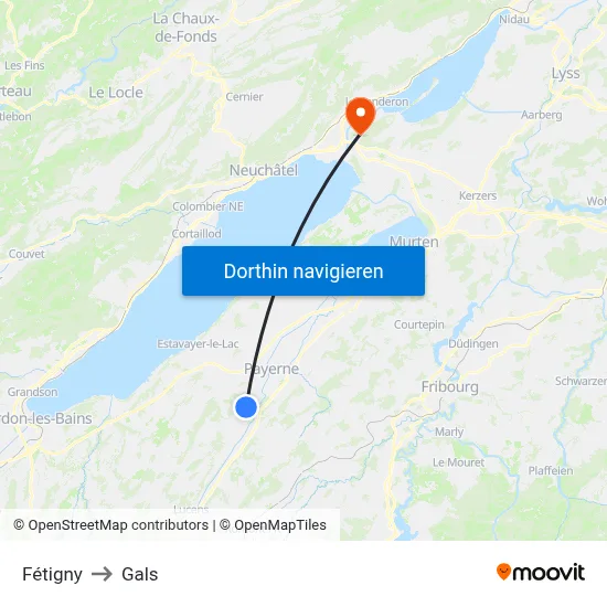 Fétigny to Gals map
