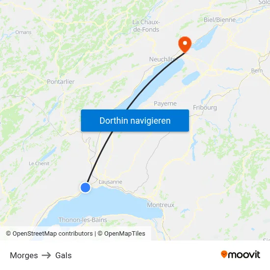 Morges to Gals map