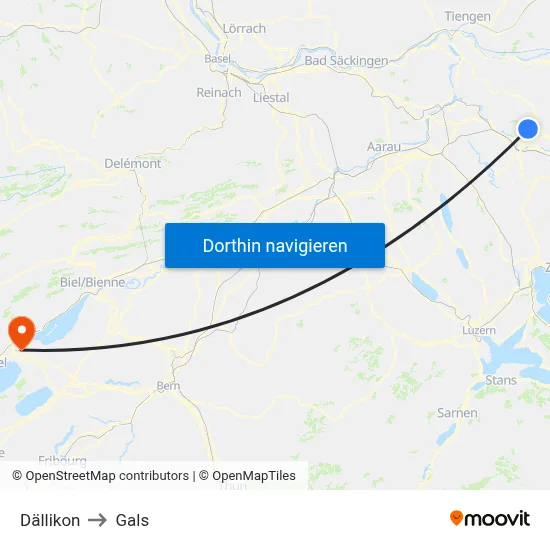 Dällikon to Gals map