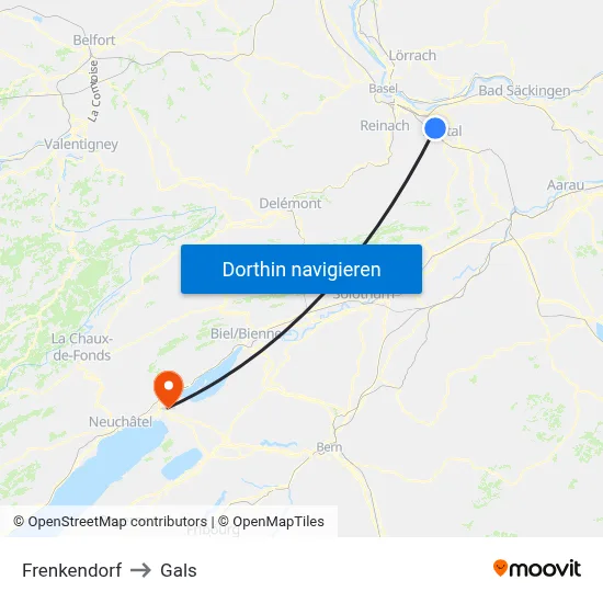 Frenkendorf to Gals map