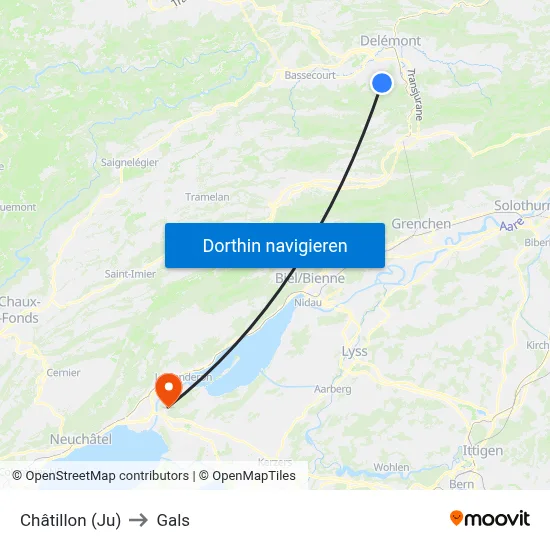 Châtillon (Ju) to Gals map