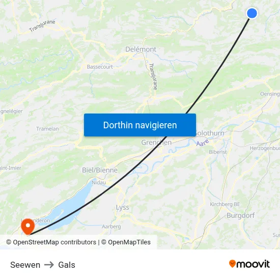 Seewen to Gals map