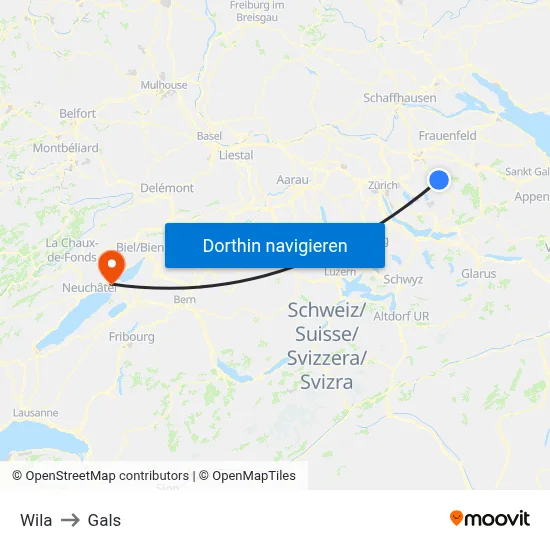 Wila to Gals map