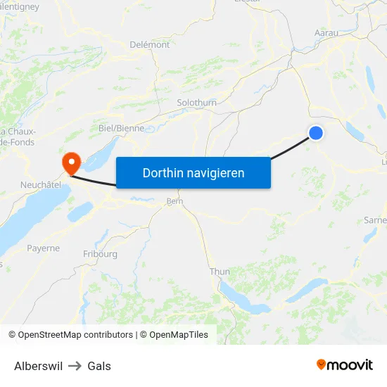 Alberswil to Gals map
