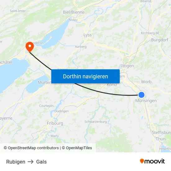 Rubigen to Gals map
