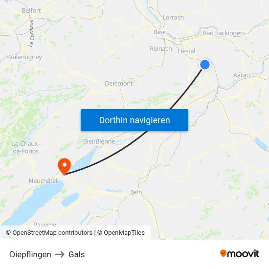 Diepflingen to Gals map