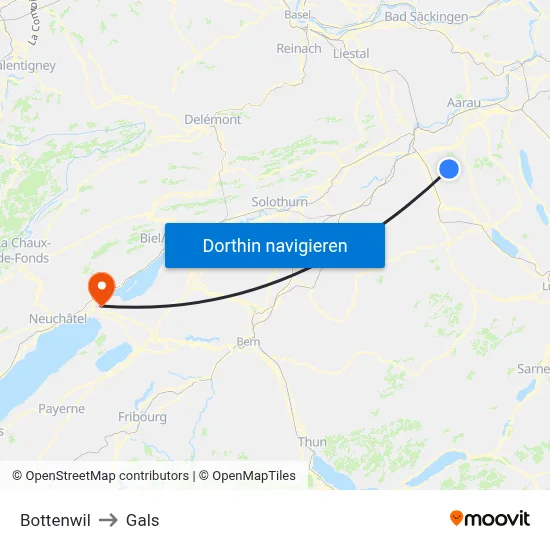 Bottenwil to Gals map