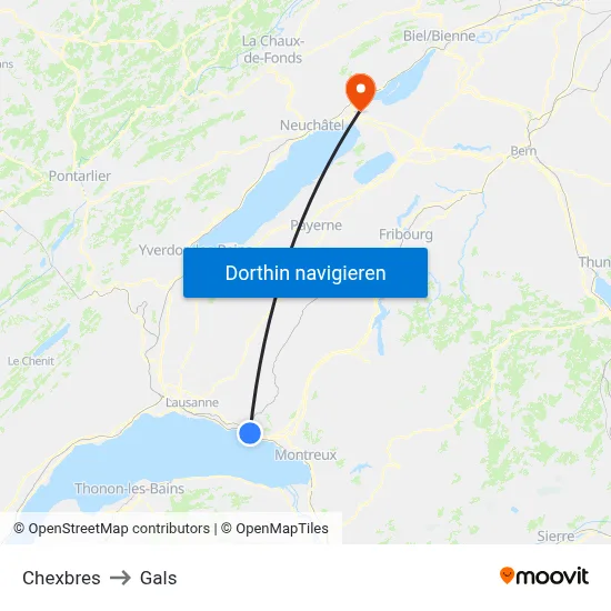 Chexbres to Gals map