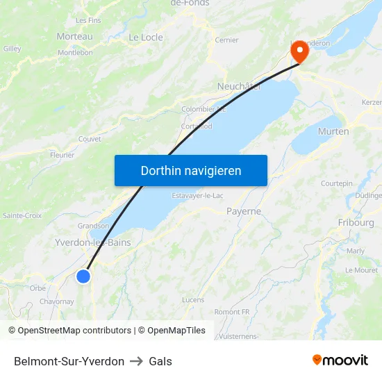 Belmont-Sur-Yverdon to Gals map