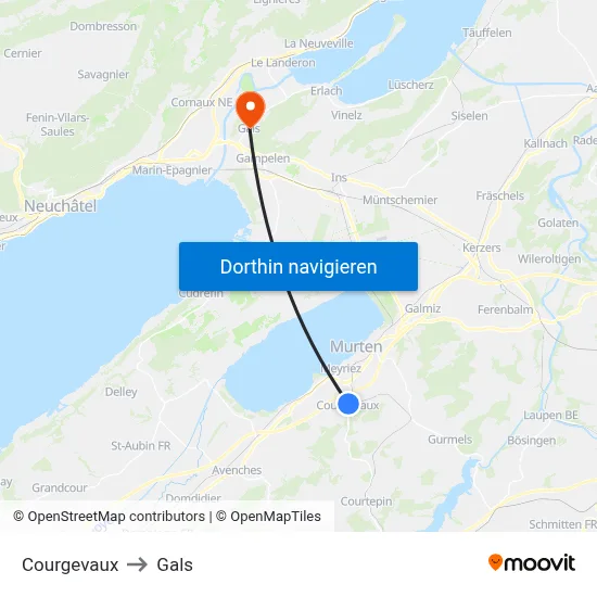 Courgevaux to Gals map