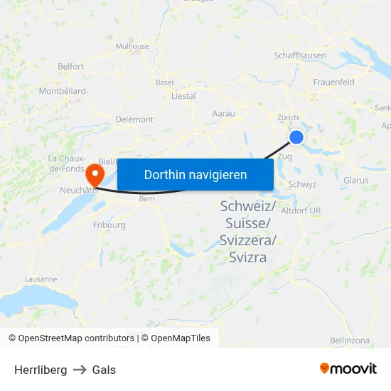 Herrliberg to Gals map