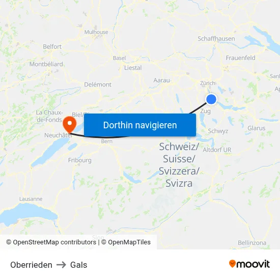 Oberrieden to Gals map