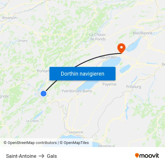 Saint-Antoine to Gals map