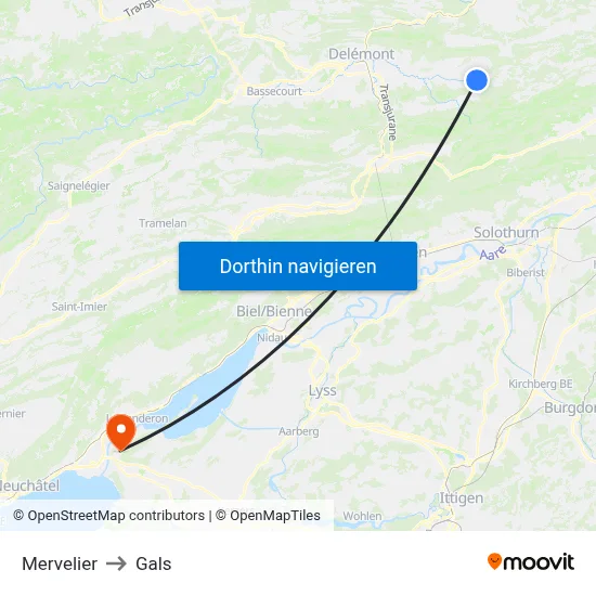 Mervelier to Gals map
