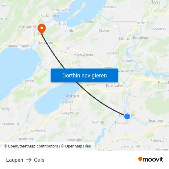 Laupen to Gals map