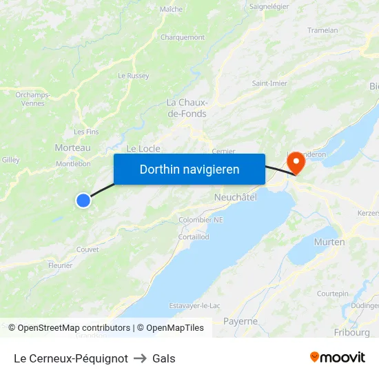 Le Cerneux-Péquignot to Gals map
