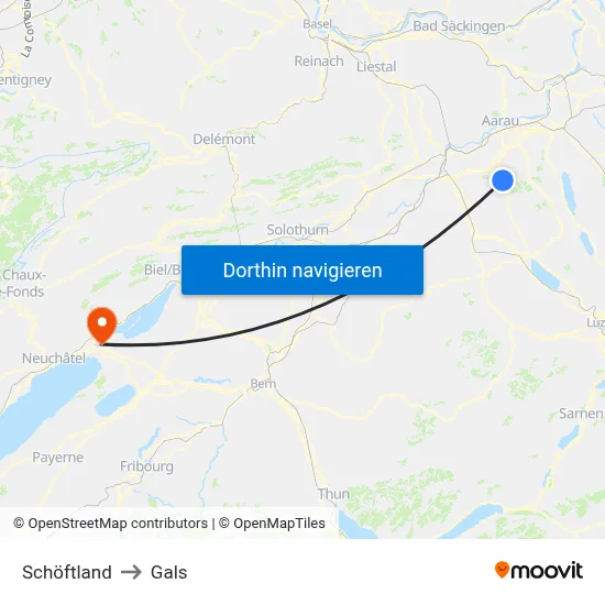 Schöftland to Gals map