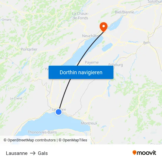 Lausanne to Gals map