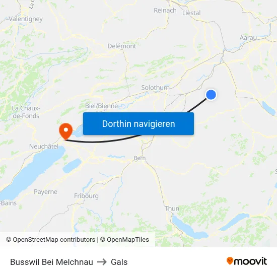 Busswil Bei Melchnau to Gals map