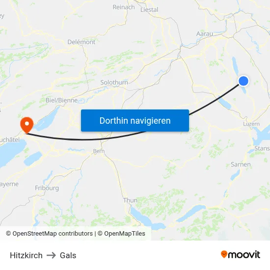 Hitzkirch to Gals map