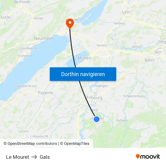 Le Mouret to Gals map