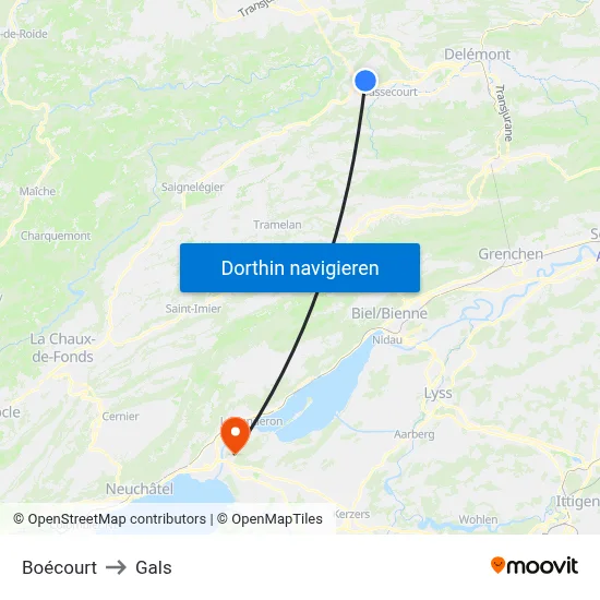 Boécourt to Gals map