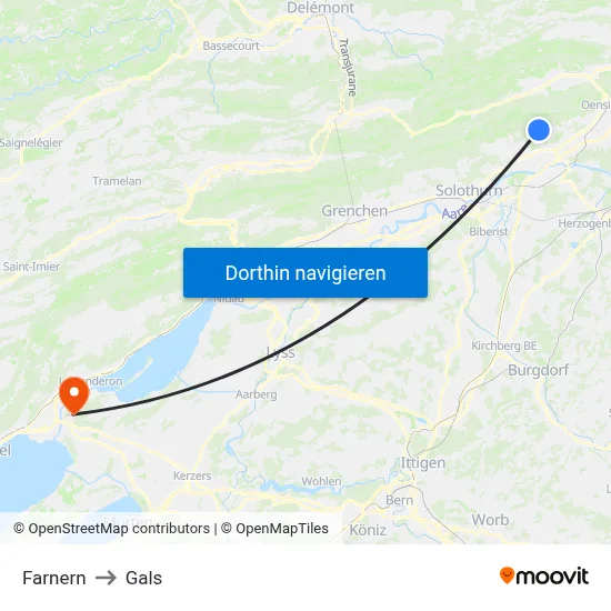 Farnern to Gals map