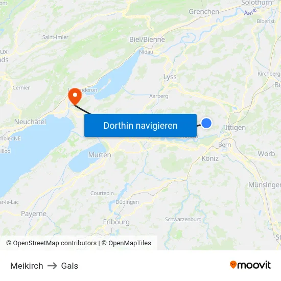 Meikirch to Gals map