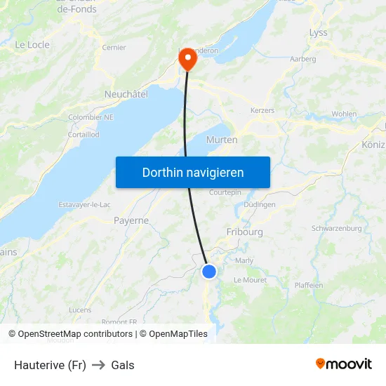 Hauterive (Fr) to Gals map