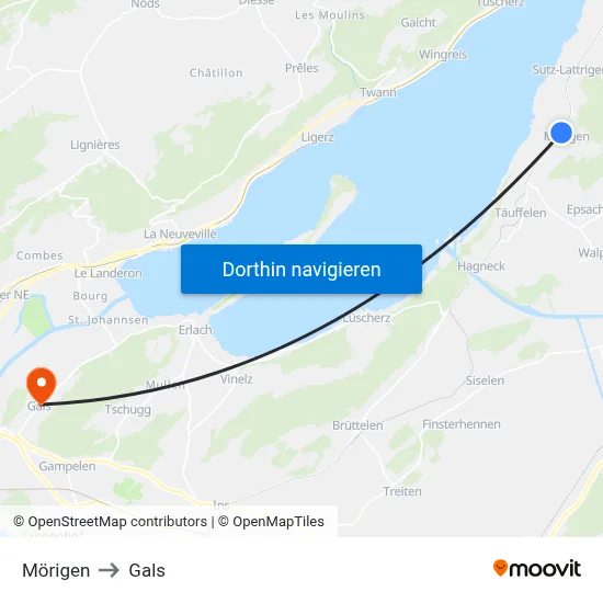 Mörigen to Gals map