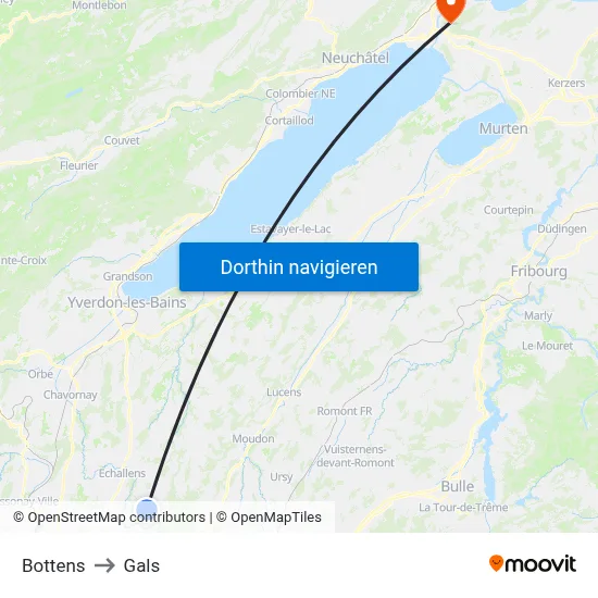 Bottens to Gals map