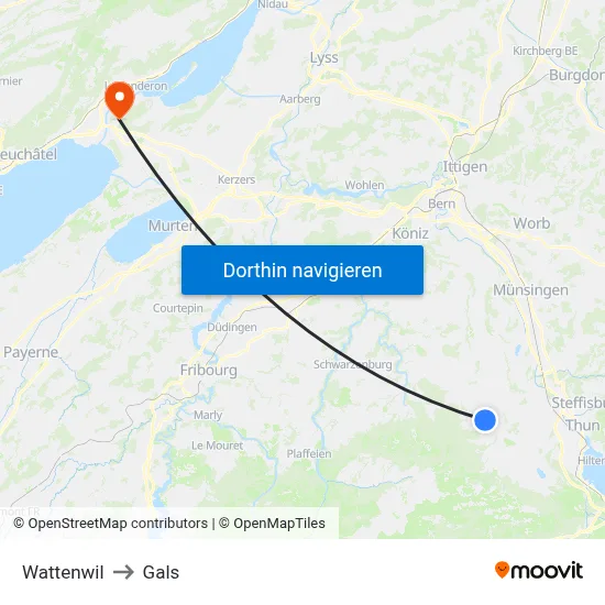 Wattenwil to Gals map