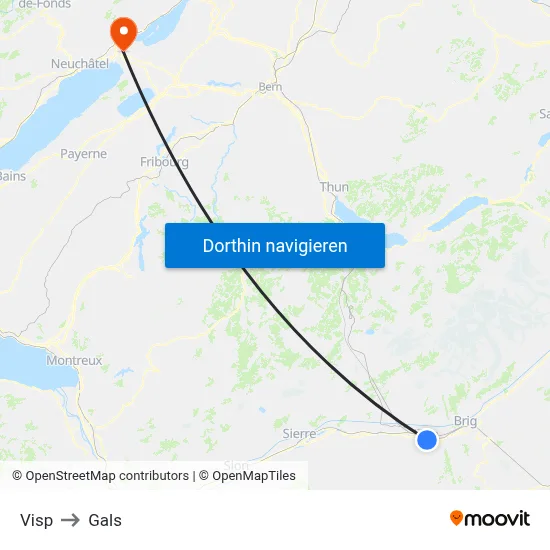 Visp to Gals map