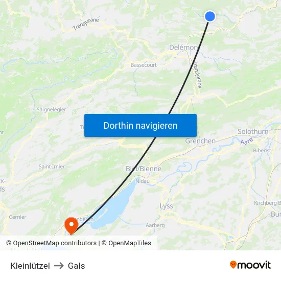 Kleinlützel to Gals map