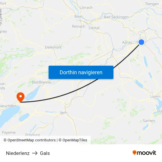 Niederlenz to Gals map