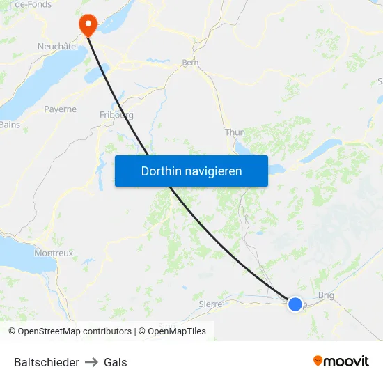 Baltschieder to Gals map