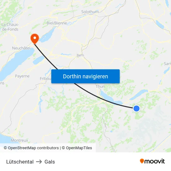 Lütschental to Gals map