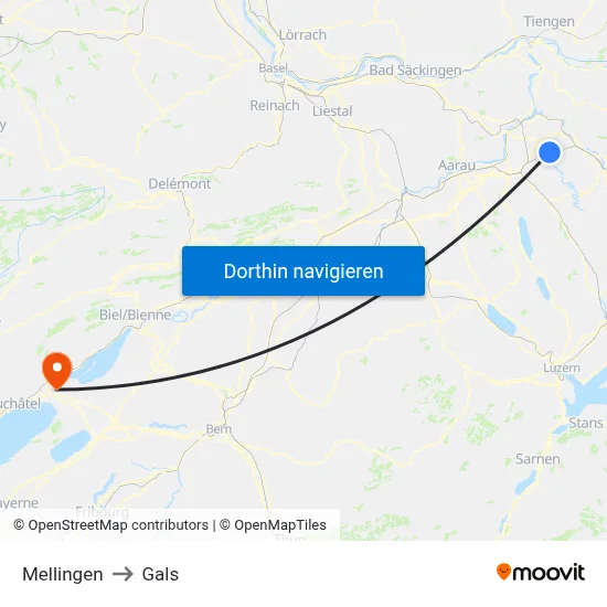 Mellingen to Gals map