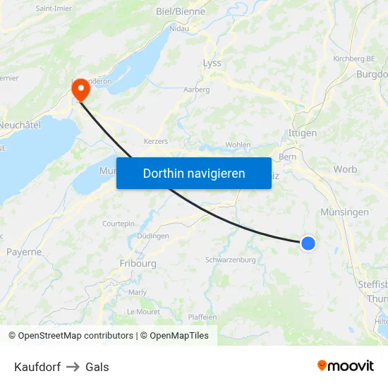 Kaufdorf to Gals map